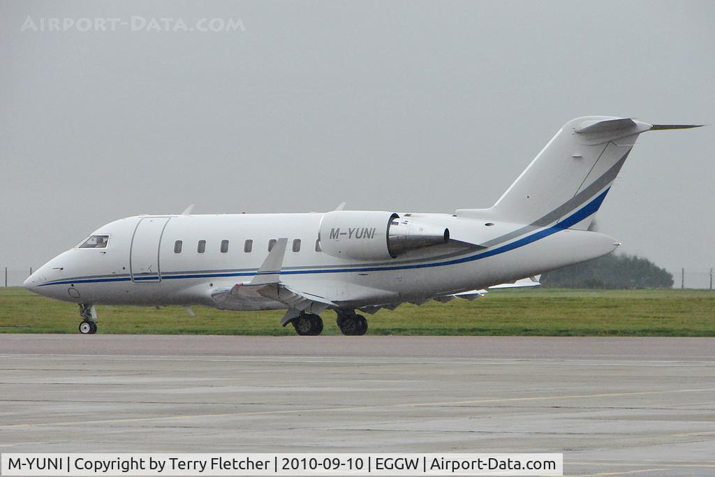 M-YUNI, 2008 Bombardier Challenger 605 (CL-600-2B16) C/N 5751, 2008 Bombadier Canadair CL 605, c/n: 5751 at Luton