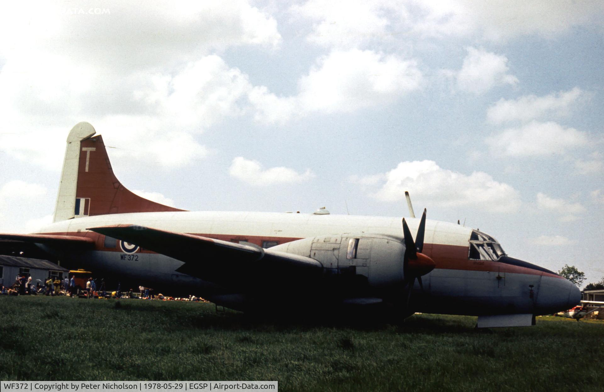 WF372, 1952 Vickers Varsity T.1 C/N 531, Varsity T.1 ex-6 Flying Training School at RAF Finningley seen at Sibson in May 1978.