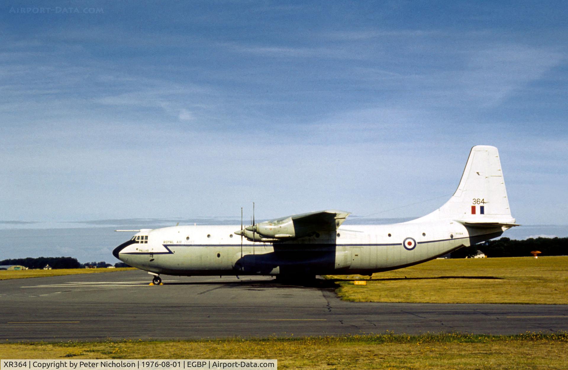XR364, 1964 Short SC-5 Belfast C1 C/N SH.1818, Belfast C.1 named Pallas of 53 Squadron in storage at RAF Kemble in the Summer of 1976.