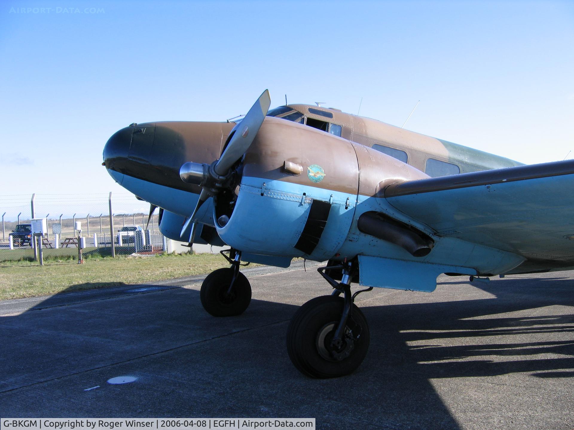 G-BKGM, 1952 Beech Mk.3NM Expeditor C/N A-853/CA-203, Visiting Swansea Airport in 2006. Carries RAF serial number HB275