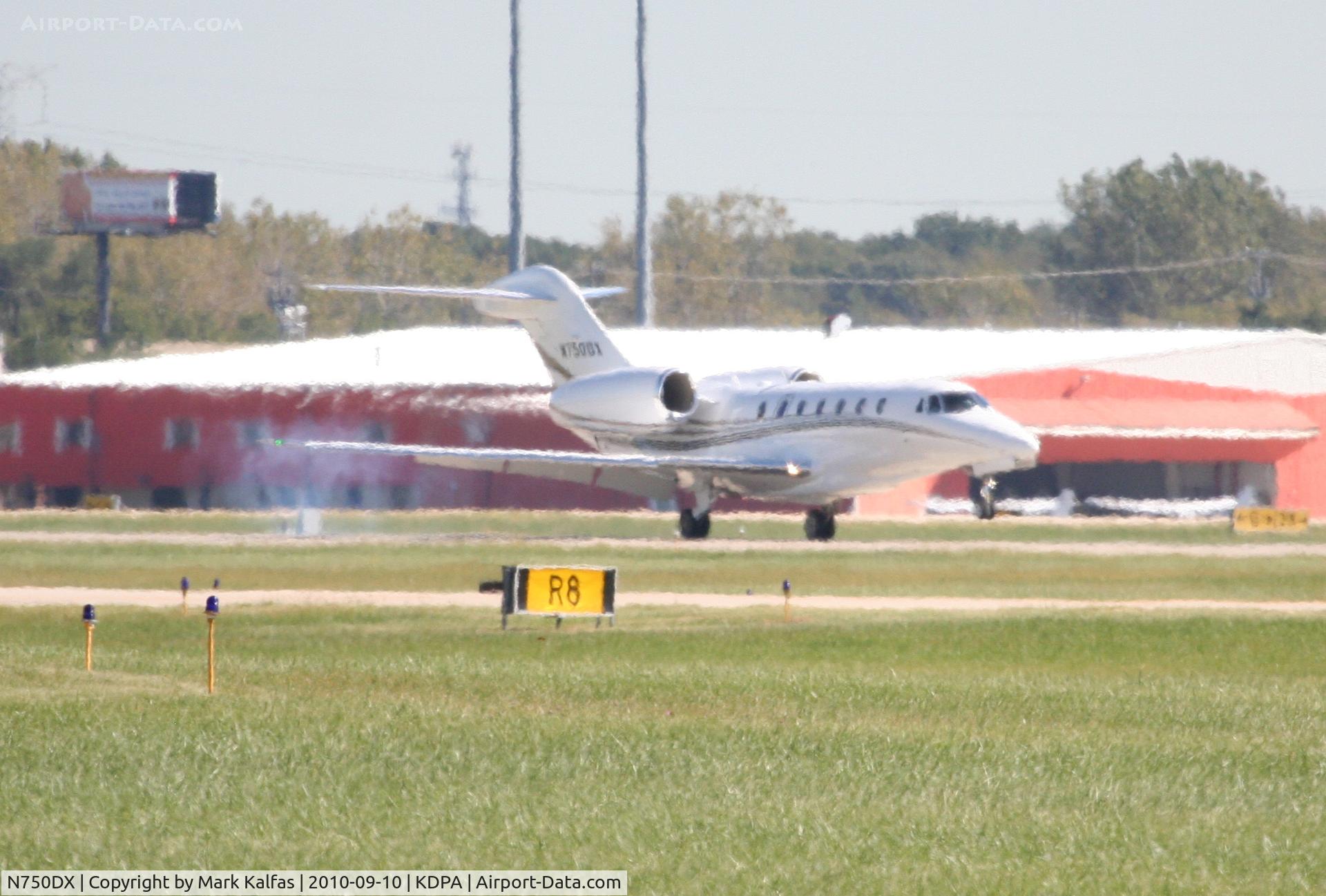 N750DX, 2006 Cessna 750 Citation X C/N 750-0263, Cessna 750, N750DX arriving 20R KDPA.