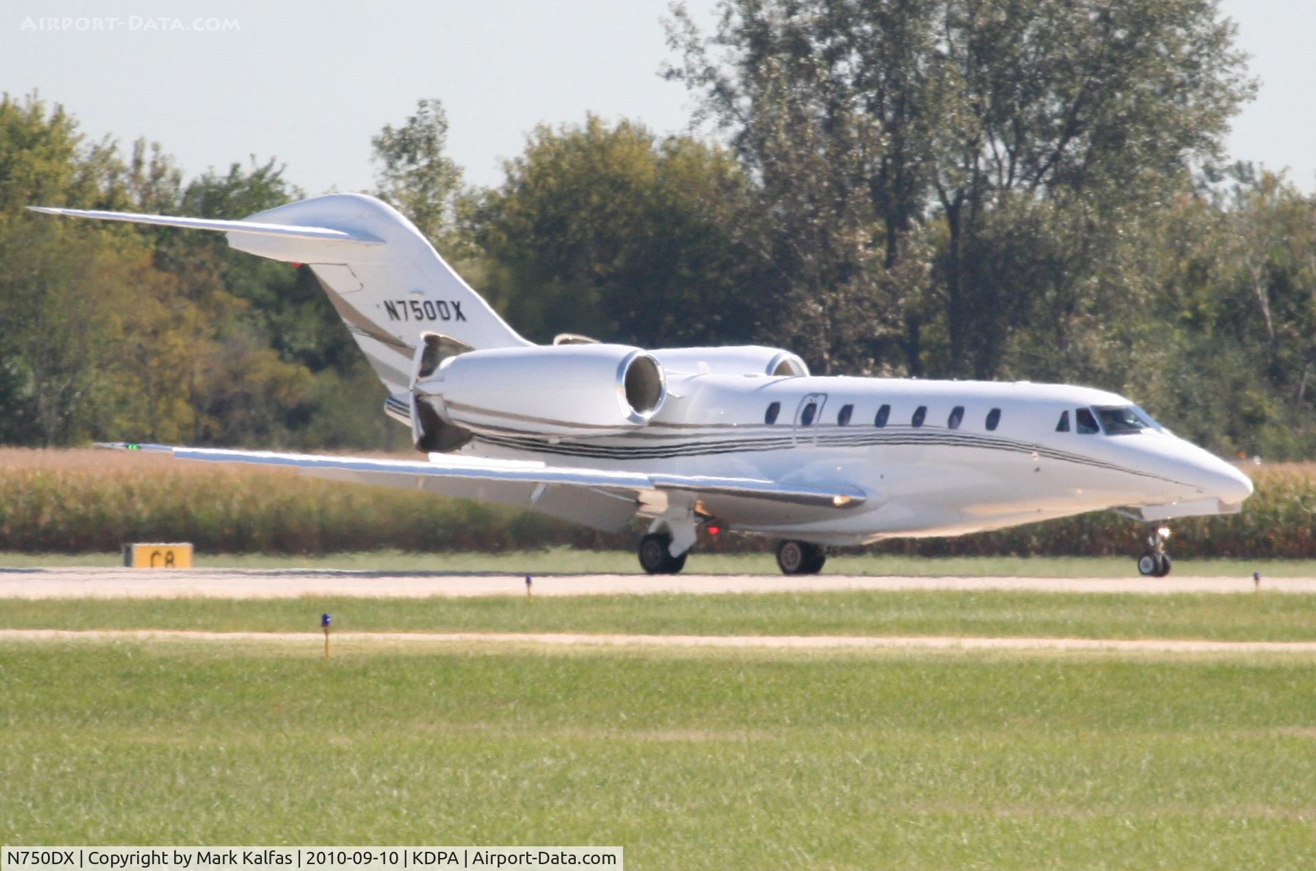 N750DX, 2006 Cessna 750 Citation X C/N 750-0263, Cessna 750, N750DX arriving 20R KDPA.