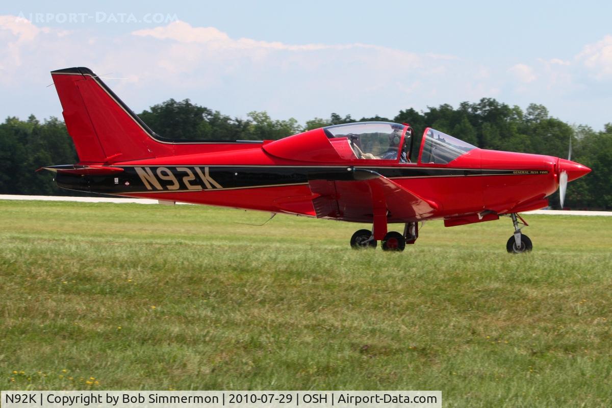 N92K, 1995 General Avia F-22C C/N 006, Departing Airventure 2010 - Oshkosh, Wisconsin