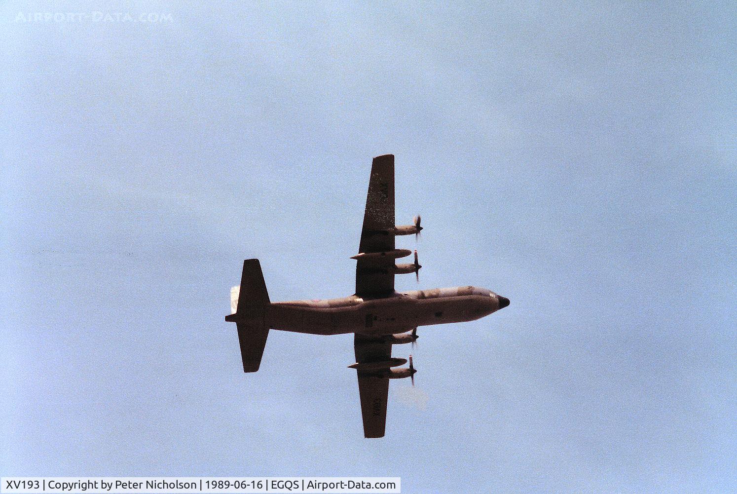 XV193, 1967 Lockheed C-130K Hercules C.3P C/N 382-4213, Hercules C.3 of the Lyneham Transport Wing seen at RAF Lossiemouth in the Summer of 1989.