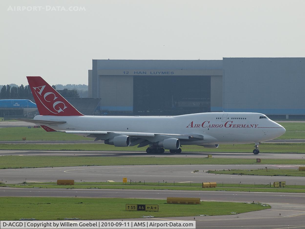D-ACGD, 1989 Boeing 747-412/BCF C/N 24061, Was PH-MPP of Martinair Cargo
The first flight in new colours