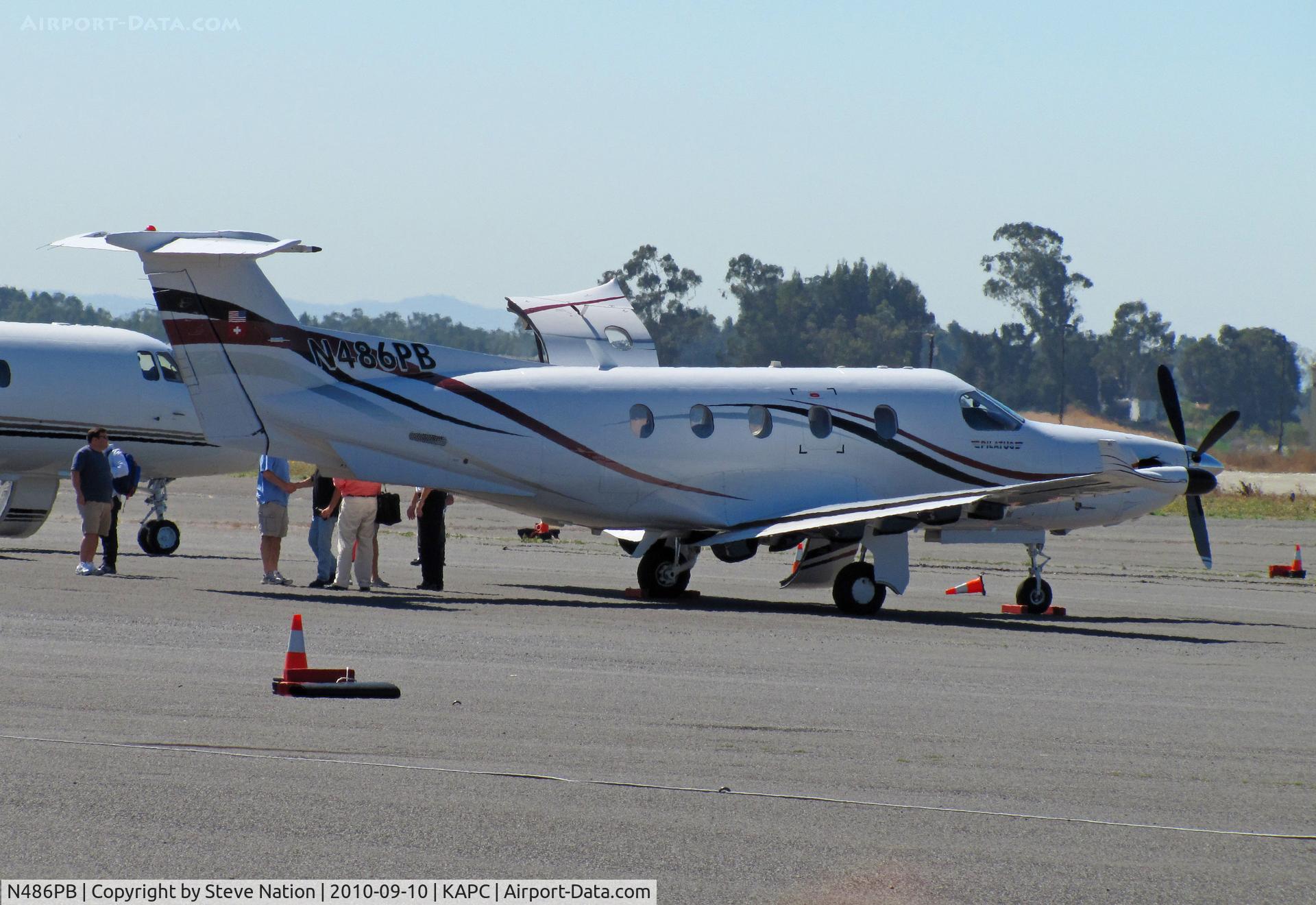 N486PB, 2003 Pilatus PC-12/45 C/N 486, LRW Aviation, Missoula, MT operates this 2003 PC-12/45 in from KCMA/Camarillo, CA - unloading passengers