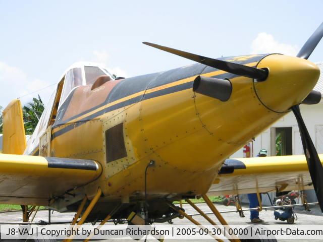 J8-VAJ, 1982 Ayres S2R-T34 Thrush C/N T34-063DC, Utilised in spraying of Bananas on the island of St Vincent. Taken on private airfield