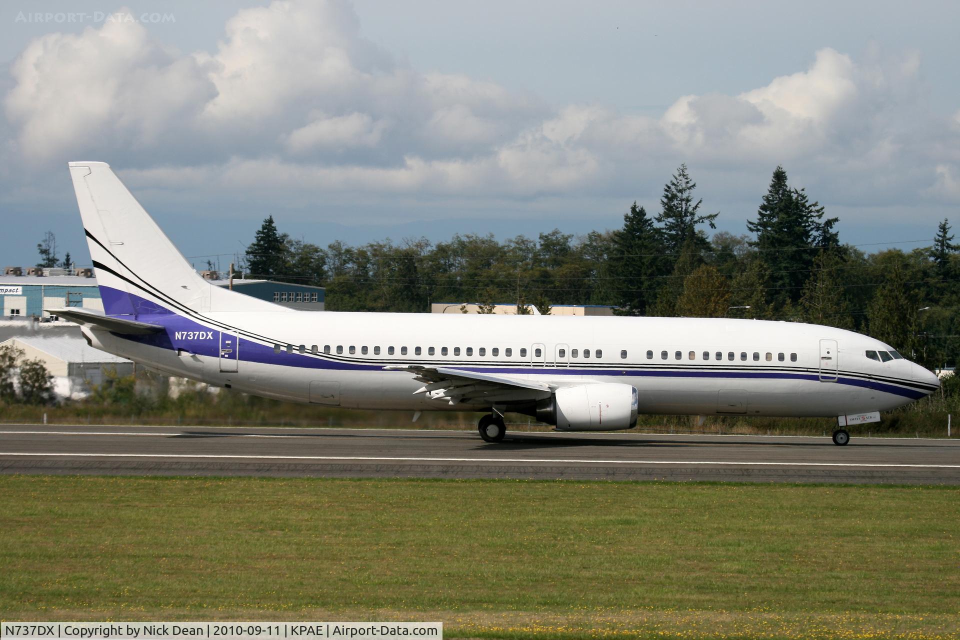 N737DX, 1990 Boeing 737-408 C/N 24804, KPAE Swift Air 737 departing 34L after an extended stay for maintenance at ATS