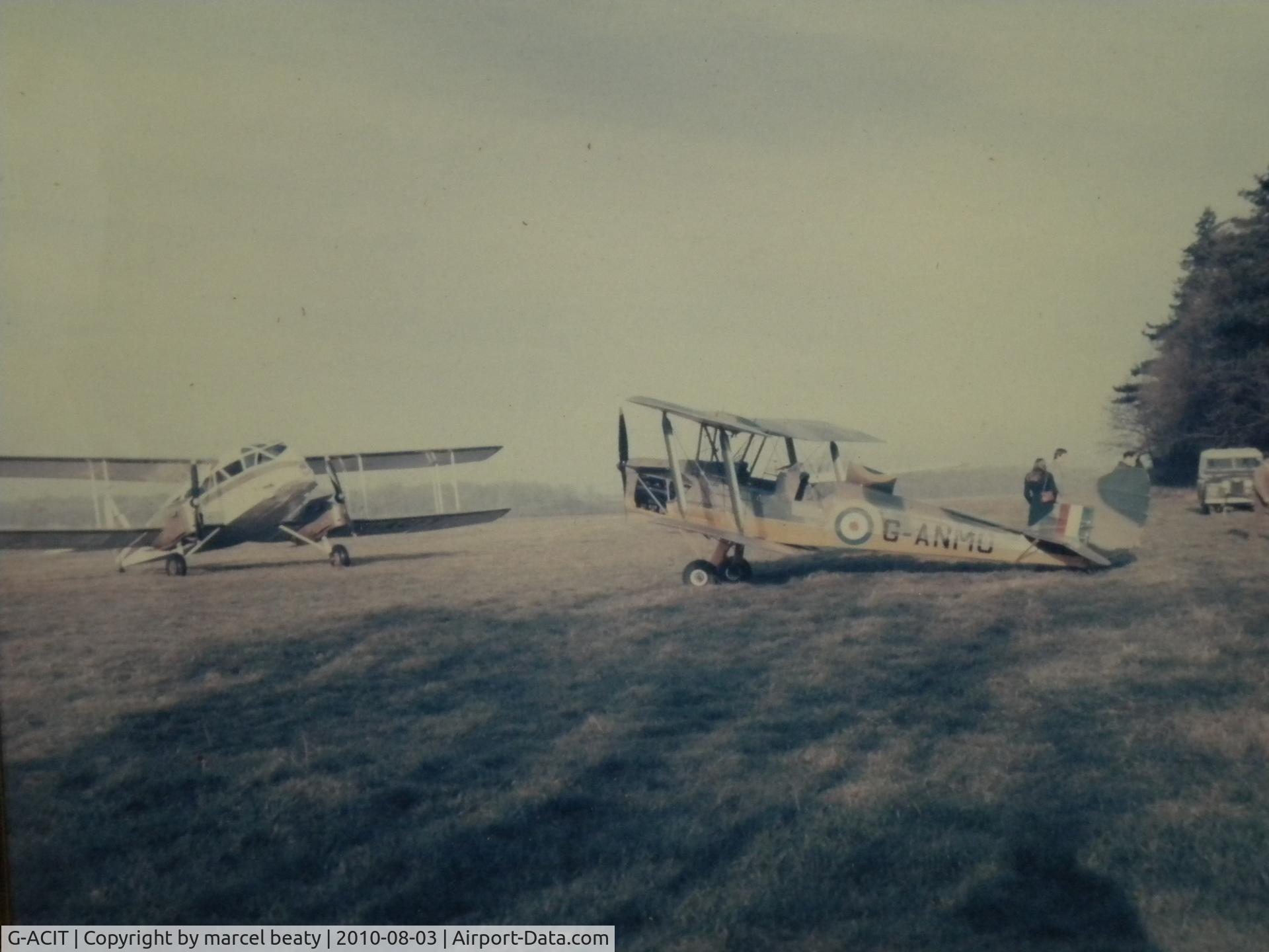 G-ACIT, 1933 De Havilland DH-84 Dragon 1 C/N 6039, slipton 1969. parked opposite colin goodmans tiger moth g-anmo .