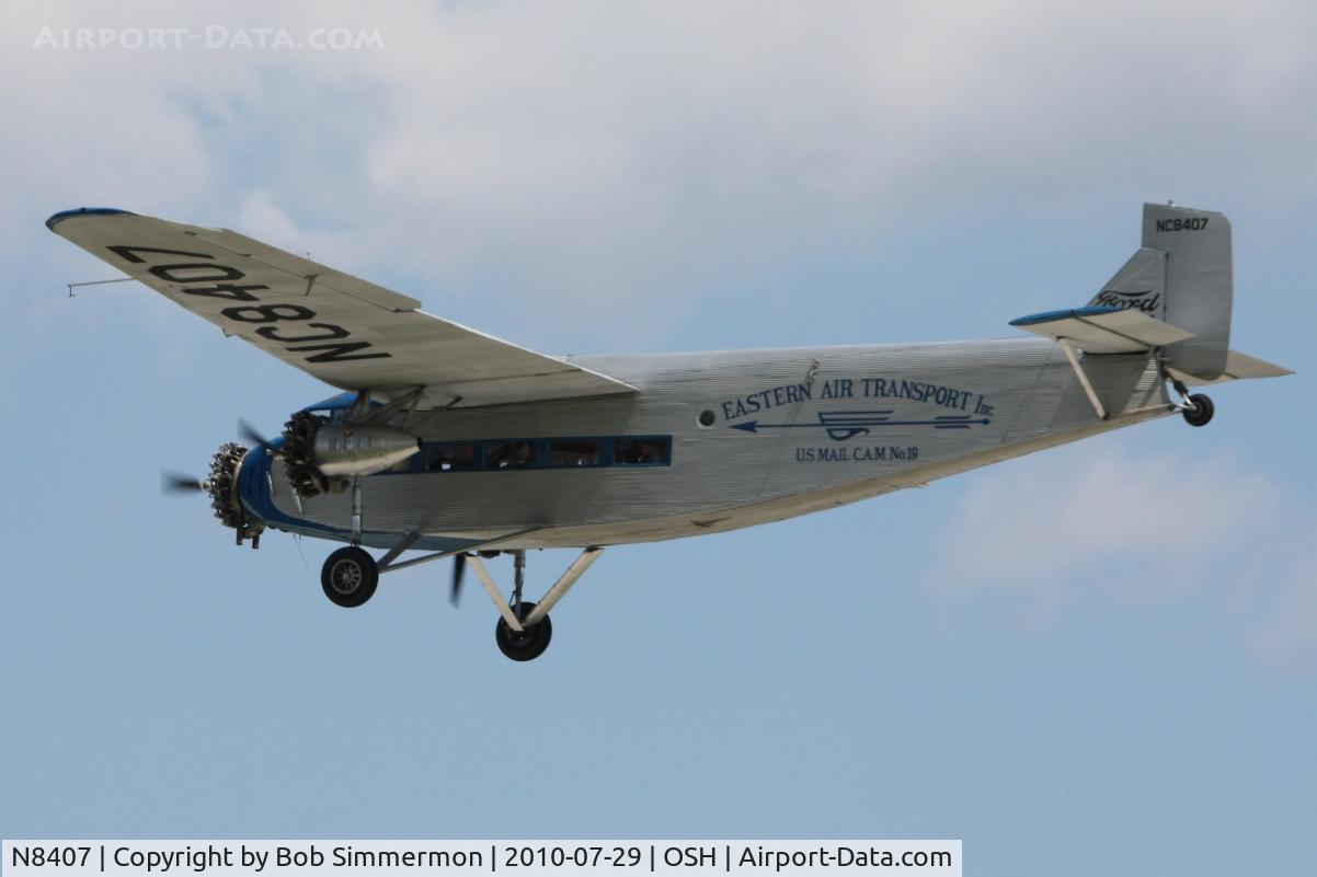 N8407, 1929 Ford 4-AT-E Tri-Motor C/N 69, Overflying Airventure 2010 - Oshkosh, Wisconsin