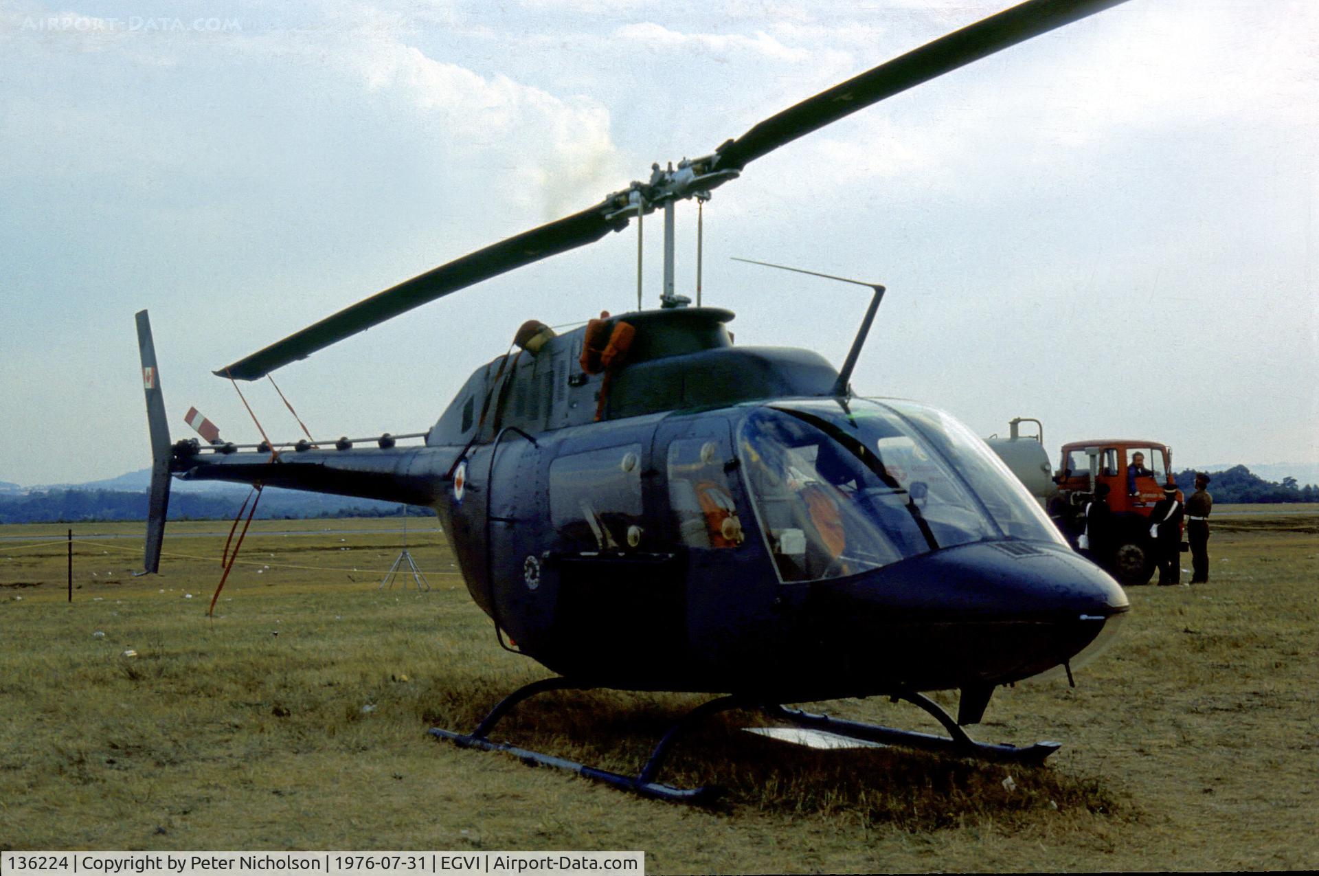 136224, 1972 Bell CH-136 Kiowa C/N 44024, CH-136 Kiowa of 444 Squadron Canadian Armed Forces based at Lahr on display at the 1976 Intnl Air Tattoo at RAF Greenham Common.