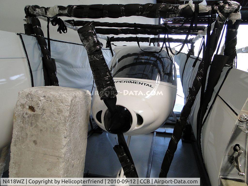 N418WZ, Yuneec E430 C/N YN-E430-0004, Parked in a hanger at Cable

The Yuneec E430 is a Chinese model aircraft which comes with a fully enclosed battery power-pack that can grill the certification tests with relative ease