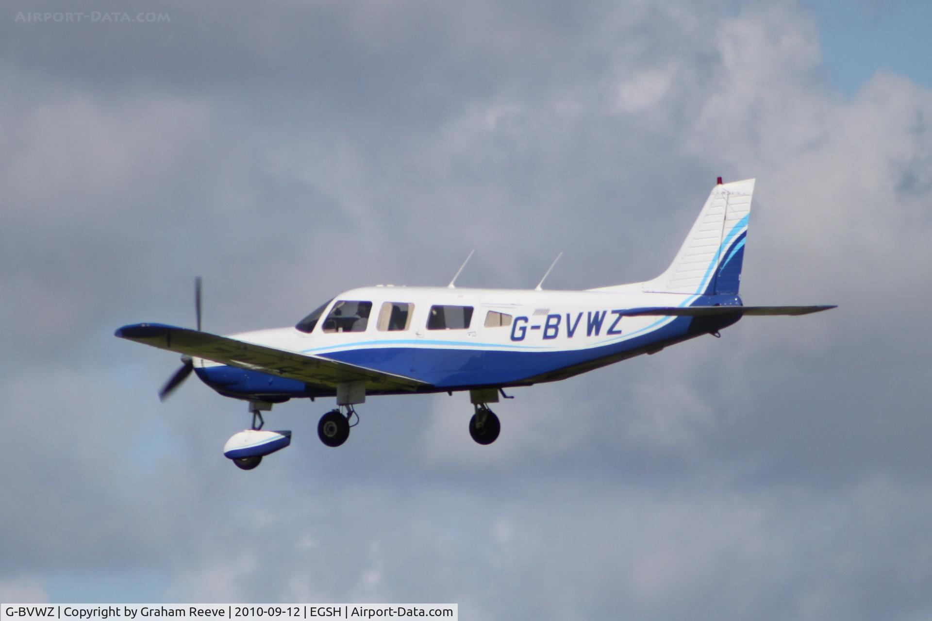 G-BVWZ, 1989 Piper PA-32-301 Saratoga C/N 32-06055, Landing at Norwich.