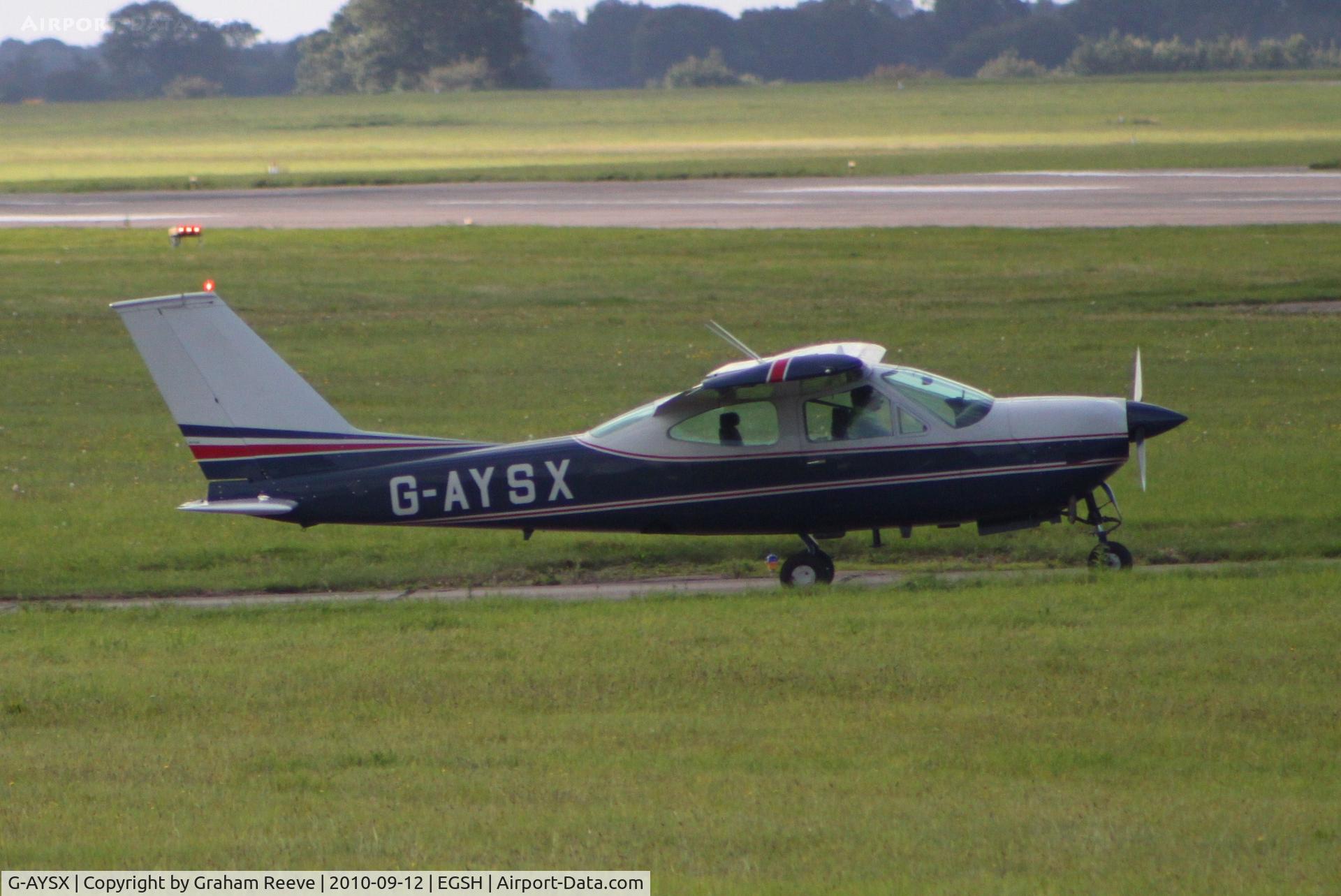 G-AYSX, 1971 Reims F177RG Cardinal RG C/N 0024, About to depart.