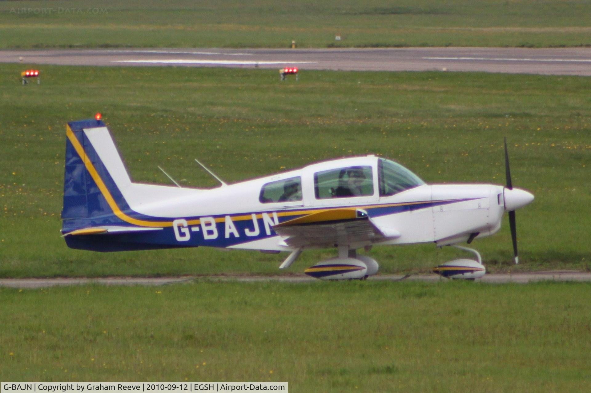 G-BAJN, 1972 American Aviation AA-5 Traveler C/N AA5-0259, About to depart.