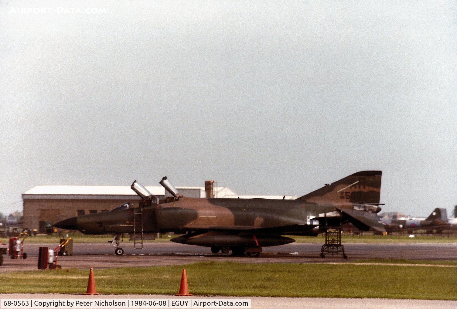 68-0563, 1968 McDonnell Douglas RF-4C Phantom II C/N 3445, RF-4C Phantom of RAF Alconbury's 10th Tactical Reconnaissance Wing on detachment to RAF Wyton in the Summer of 1984.