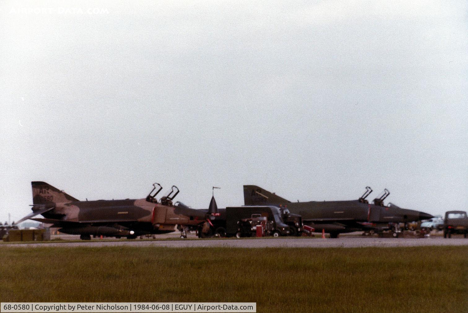 68-0580, 1968 McDonnell Douglas RF-4C Phantom II C/N 3532, RF-4C Phantom of 10th Tactical Reconnaissance Wing at RAF Alconbury on detachment to RAF Wyton in the Summer of 1984.