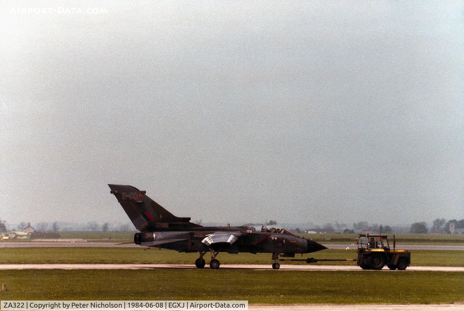 ZA322, 1980 Panavia Tornado GR.1 C/N 009/BS002/3004, Tornado GR.1 of the Tri-National Tornado Training Establishment's Standards Squadron at RAF Cottesmore in the Summer of 1984.