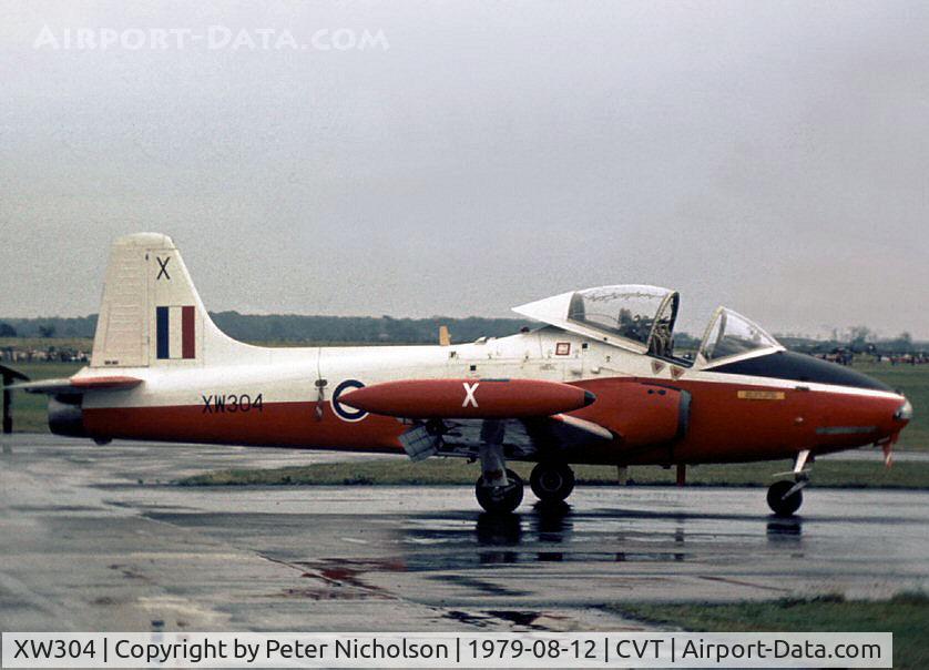 XW304, 1970 BAC 84 Jet Provost T.5 C/N EEP/JP/968, Jet Provost T.5 of 6 Flying Training School at RAF Finningley on display at the 1979 Coventry Airshow.