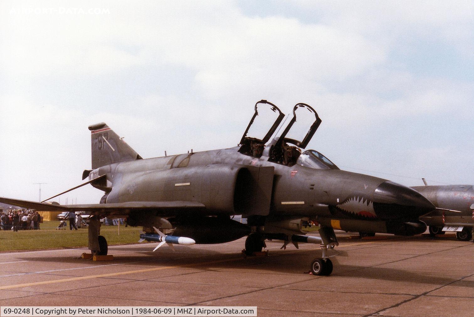 69-0248, 1969 McDonnell Douglas F-4G Phantom II C/N 3773, F-4G Phantom of Spangdahlem's 52nd Tactical Fighter Wing on display at the 1984 RAF Mildenhall Air Fete.