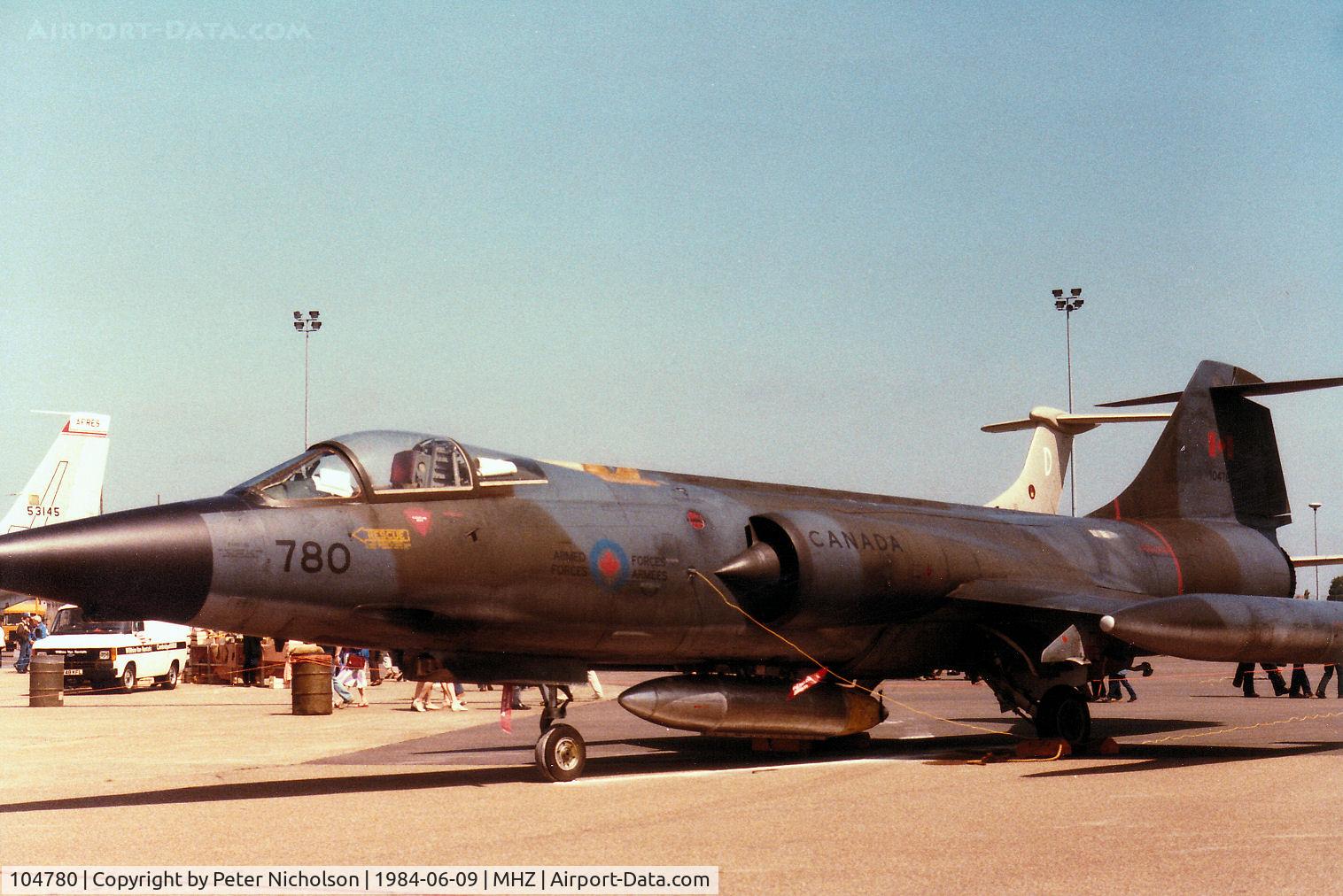 104780, Canadair CF-104 Starfighter C/N 683A-1080, CF-104 Starfighter of the 1st Canadian Air Group on display at the 1984 RAF Mildenhall Air Fete.