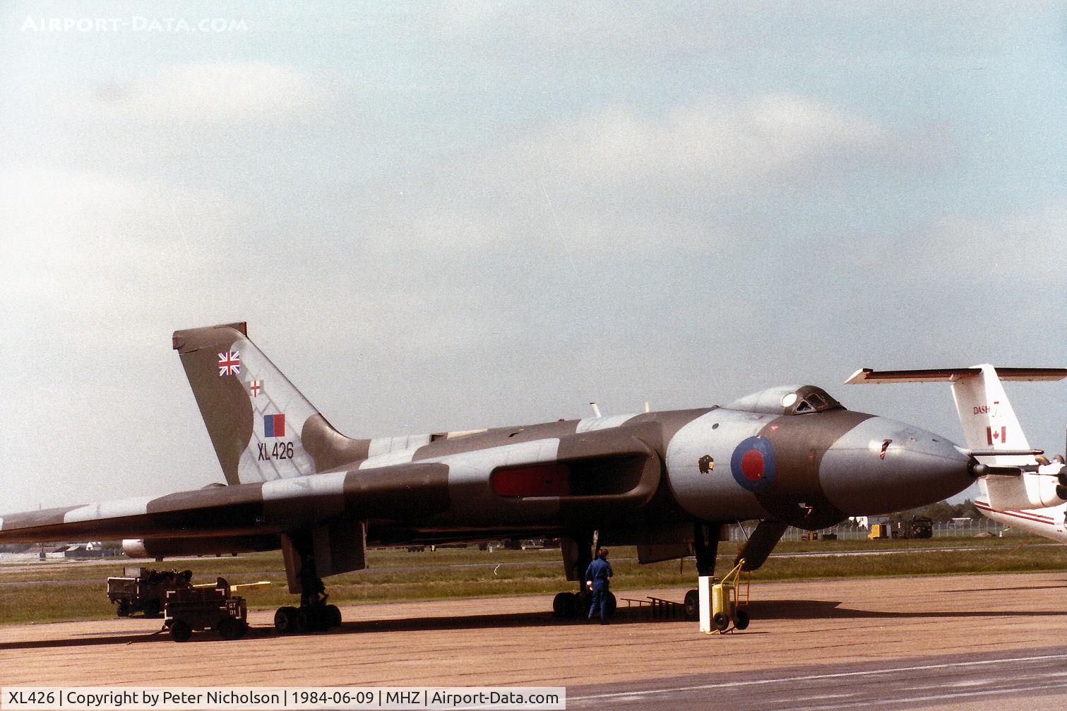 XL426, 1962 Avro Vulcan B.2 C/N Set 44, Vulcan B.2 of RAF Waddington's 50 Squadron on the flight-line at the 1984 RAF Mildenhall Air Fete.