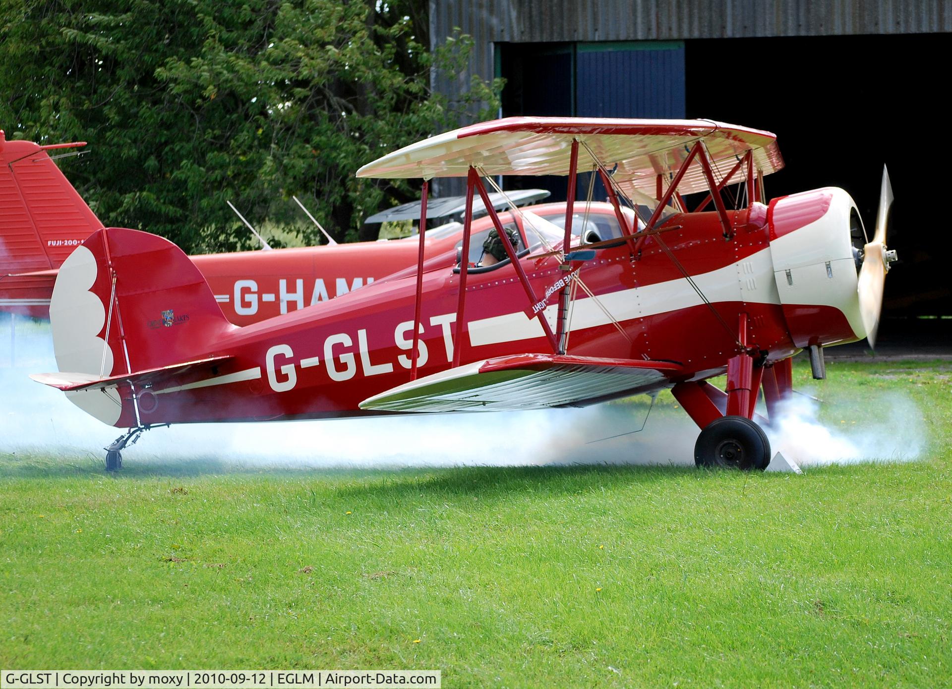 G-GLST, 2003 Great Lakes 2T-1A Sport Trainer C/N PFA 321-13646, Smoky start for the Great Lakes Sports Trainer at White Waltham.