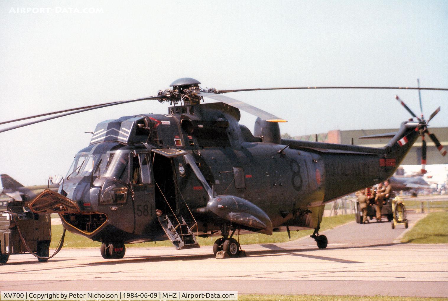 XV700, 1971 Westland Sea King HAS.5 C/N WA671, Sea King HAS.5 of 706 Squadron on the flight-line at the 1984 RAF Mildenhall Air Fete.