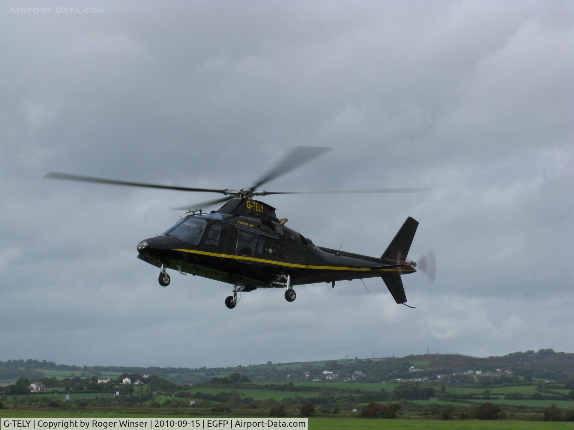 G-TELY, 1984 Agusta A109A II C/N 7326, Castle Air Ltd's Agusta A109 departing Pembrey Airport, Wales, UK