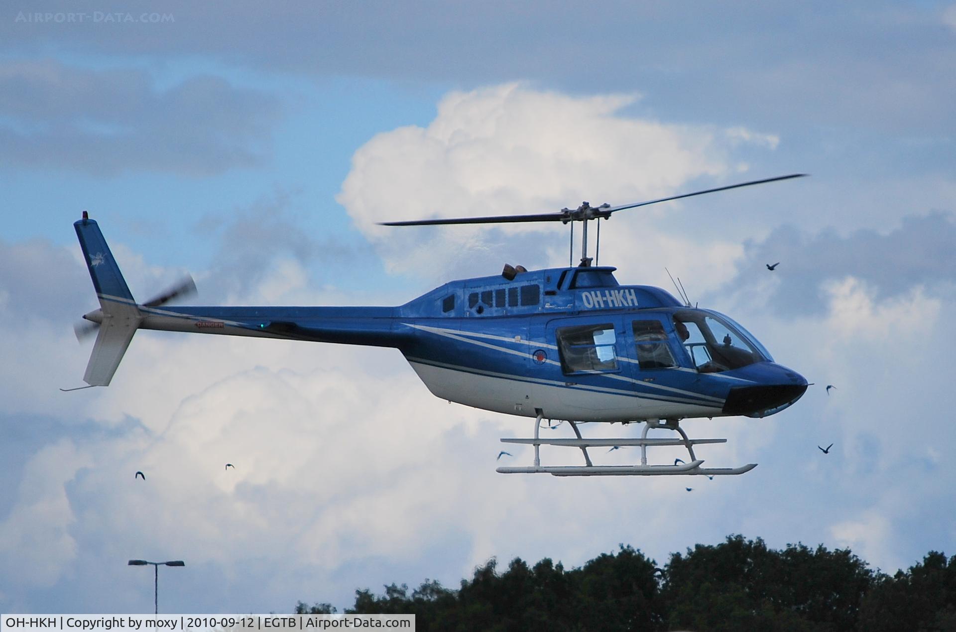 OH-HKH, 1989 Bell 206B Jetranger III C/N 4054, Bell 206B Jetranger III visiting Wycombe Air Park.
Ex C-GLZK, JA9817, N206HM