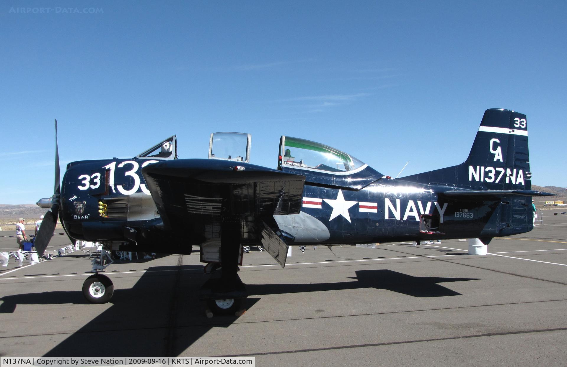 N137NA, North American T-28B Trojan C/N 200-26 (137663), Race #133 T-28B in U.S. Navy blue colors CA-33 for Unlimited Class race @ 2009 Reno Air Races