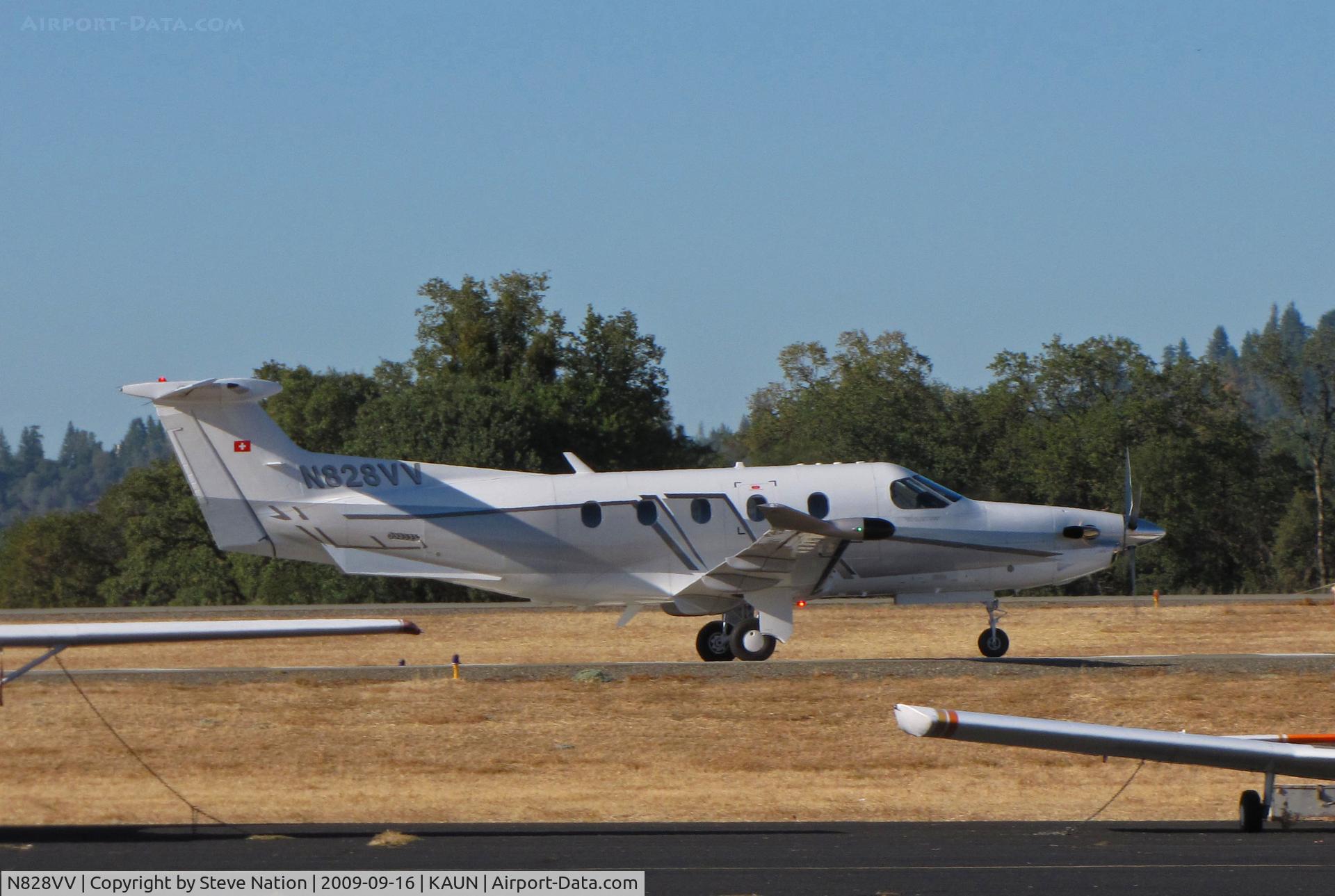 N828VV, 2007 Pilatus PC-12/47 C/N 826, 2007 PC-12/47 rolling out from Auburn Airport, CA