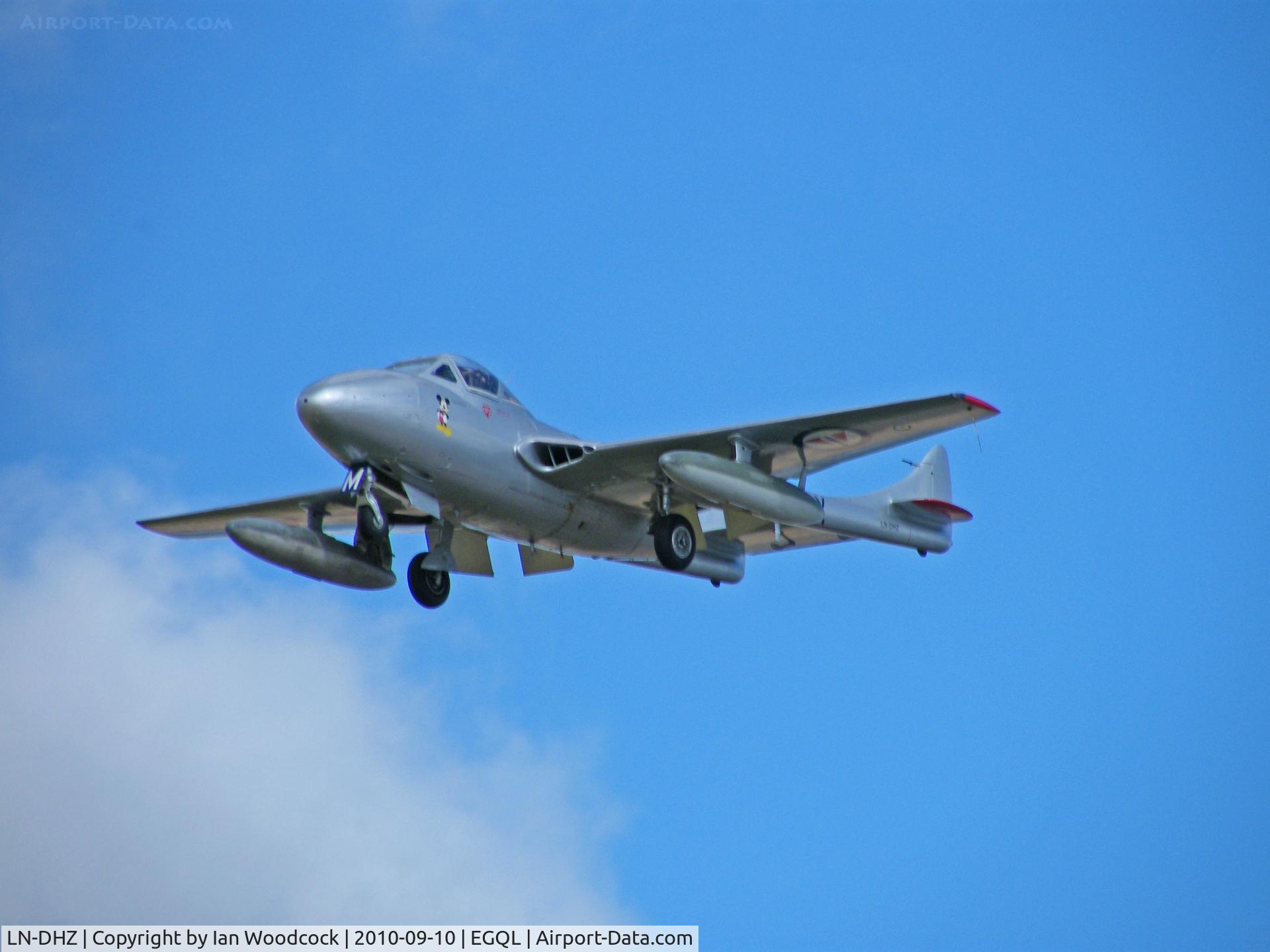 LN-DHZ, 1959 De Havilland (F+W Emmen) Vampire T55 (DH-115) C/N 990, Vampire T.Mk.55 just about to touch down at RAF Leuchars.