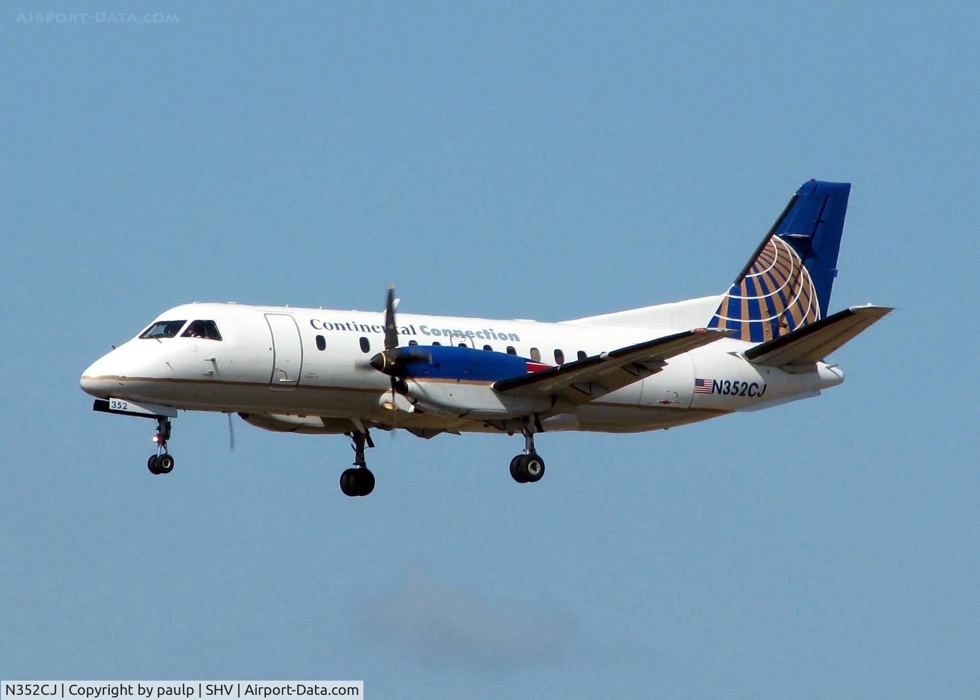 N352CJ, 1993 Saab 340B C/N 340B-352, Landing at Shreveport Regional,,,,again!