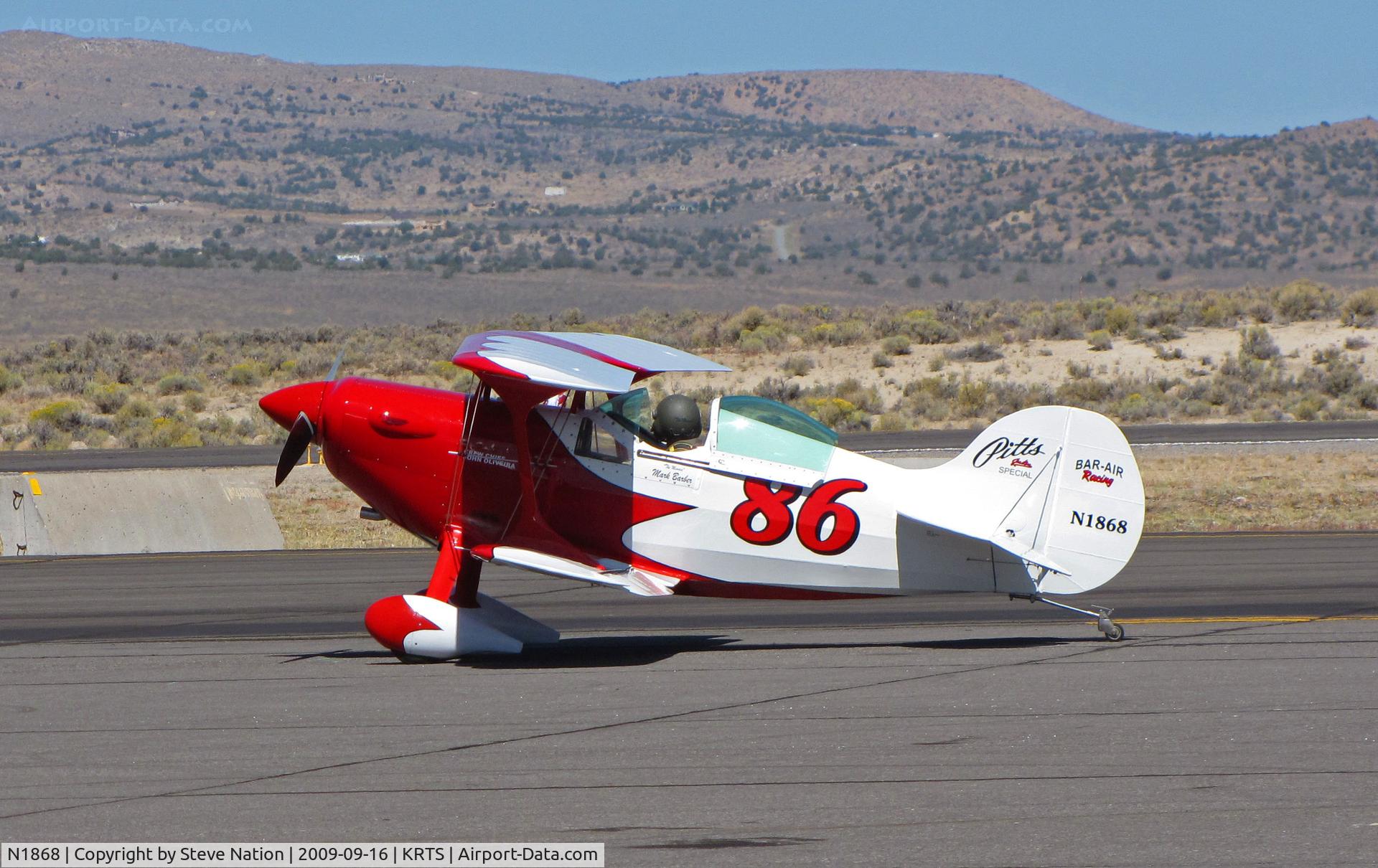 N1868, 1973 Pitts S-1 Special C/N 3, Race #86 1973 Brockhaus PITTS SPECIAL S-1 (Bar-Air Racing) taxiing in from Biplane Class heat @ 2009 Reno Air Races