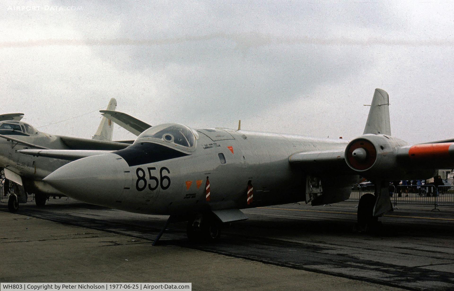 WH803, 1954 English Electric Canberra T.22 C/N EEP71305, Canberra T.22 of Fleet Requirments and Air Direction Unit - FRADU - on display at the 1977 Intnl Air Tattoo at RAF Greenham Common.