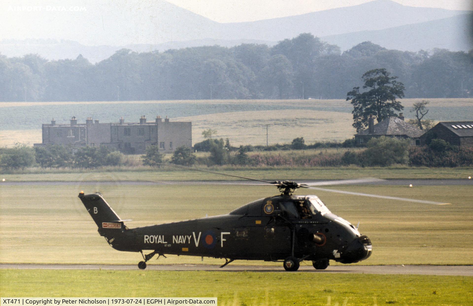 XT471, 1966 Westland Wessex HU.5 C/N WA293, Wessex HU.5 of 848 Squadron aboard HMS Bulwark visiting Edinburgh in the Summer of 1973.
