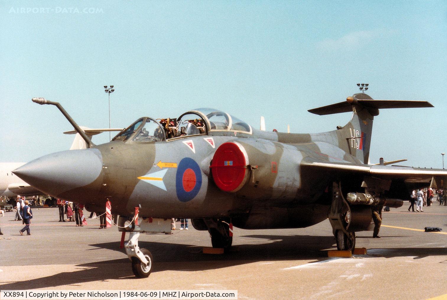 XX894, 1975 Hawker Siddeley Buccaneer S.2B C/N B3-03-74, Buccaneer S.2B of 208 Squadron based at RAF Lossiemouth on display at the 1984 RAF Mildenhall Air Fete.