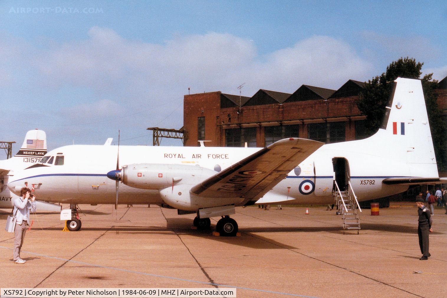 XS792, 1964 Hawker Siddeley HS-748 Andover CC2 C/N 1564, Andover CC.2 of RAF Northholt's 32 Squadron on display at the 1984 RAF Mildenhall Air Fete.