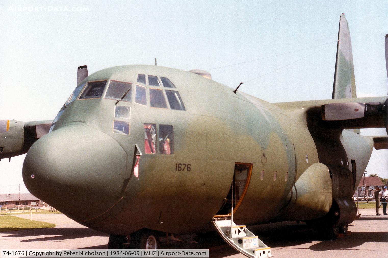 74-1676, 1974 Lockheed C-130H Hercules C/N 382-4641, C-130H Hercules of 463rd Tactical Airlift Wing at Dyess AFB on display at the 1984 RAF Mildenhall Air Fet.