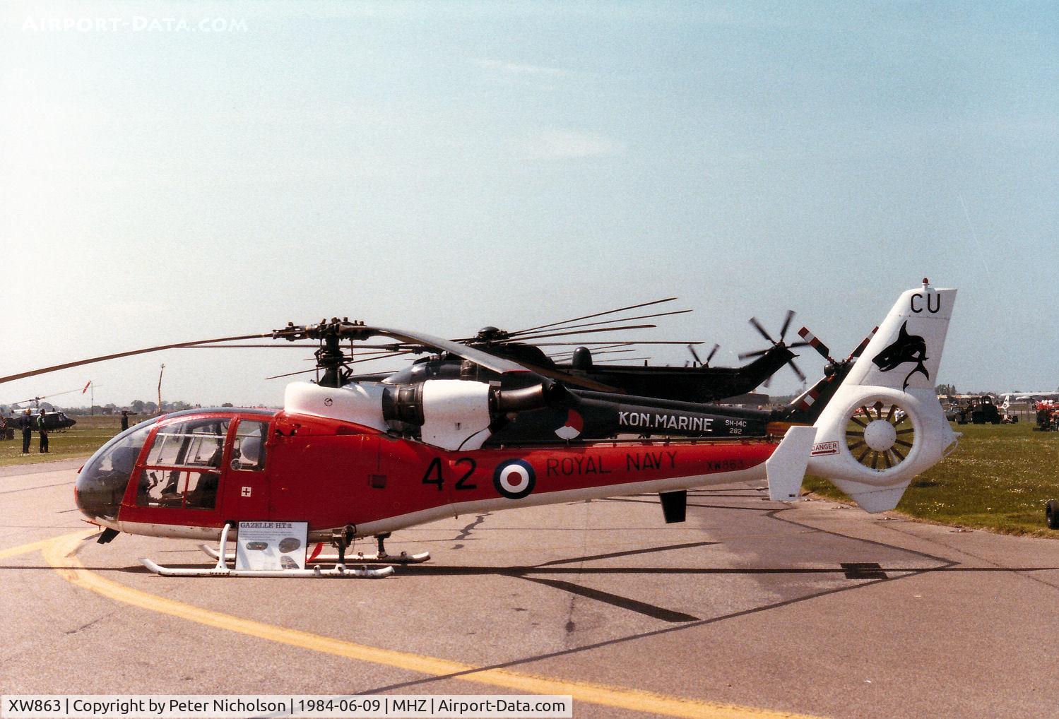 XW863, 1973 Westland SA-341C Gazelle HT2 C/N WA1114, Gazelle HT.2 of 705 Squadron 