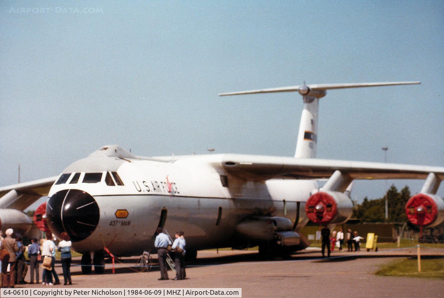 64-0610, 1964 Lockheed C-141A Starlifter C/N 300-6023, Another view of the 437th Military Airlift Wing C-141B Starlifter on display at the 1984 RAF Mildenhall Air Fete.
