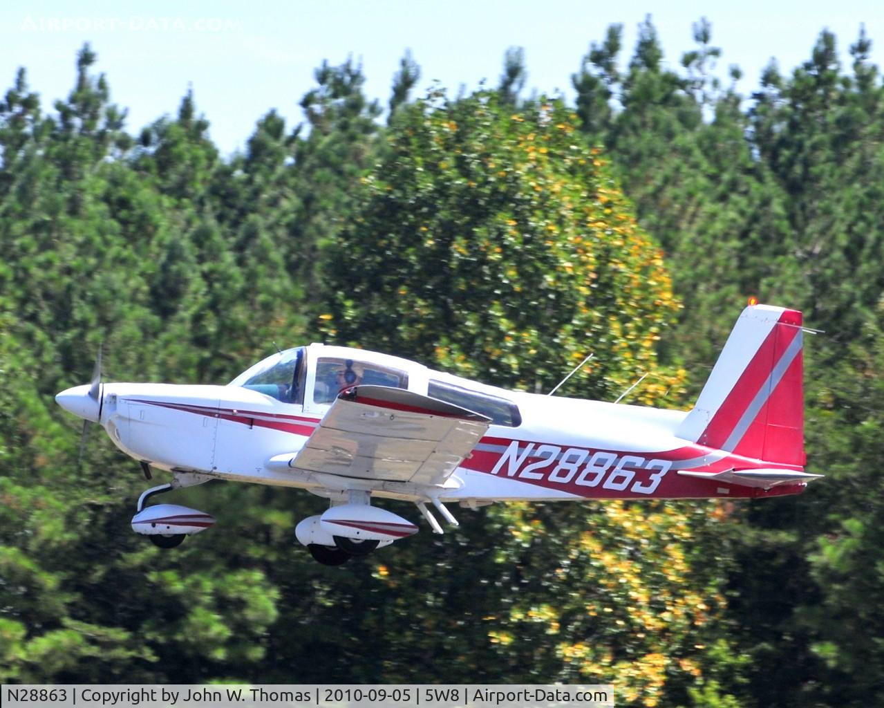 N28863, 1978 Grumman American AA-5B Tiger C/N AA5B0870, Departing runway 4