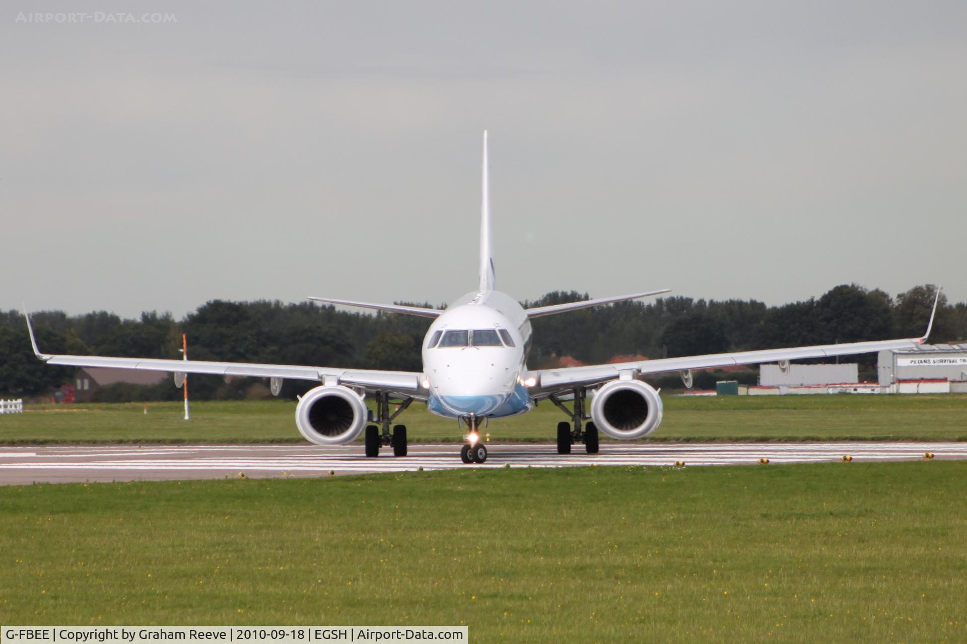 G-FBEE, 2007 Embraer 195LR (ERJ-190-200LR) C/N 19000093, About to take off.
