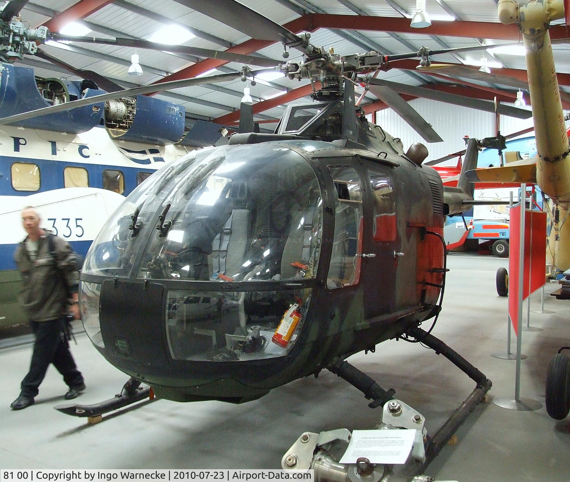 81 00, 1984 MBB Bo.105M C/N 5100, MBB Bo 105M at the Helicopter Museum, Weston-super-Mare