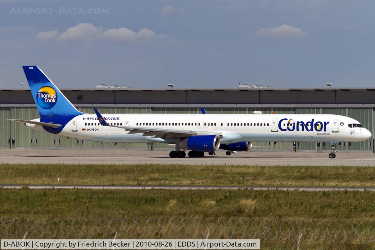 D-ABOK, 2000 Boeing 757-330 C/N 29020, taxying to the active