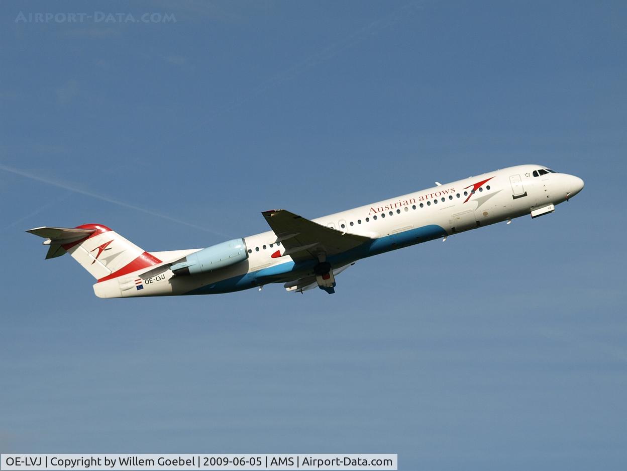 OE-LVJ, 1991 Fokker 100 (F-28-0100) C/N 11359, Take off of the 