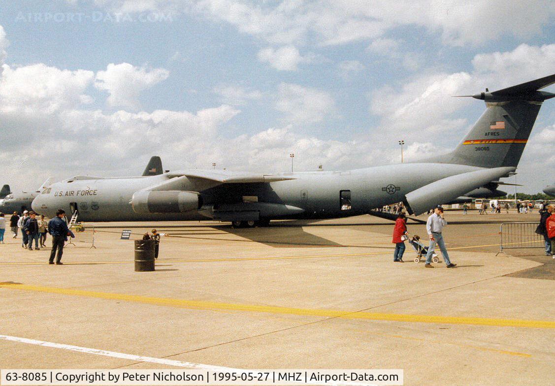 63-8085, 1963 Lockheed C-141B Starlifter C/N 300-6016, C-141B Starlifter of 452nd Air Mobility Wing at March AFB on display at the 1995 RAF Mildenhall Air Fete.