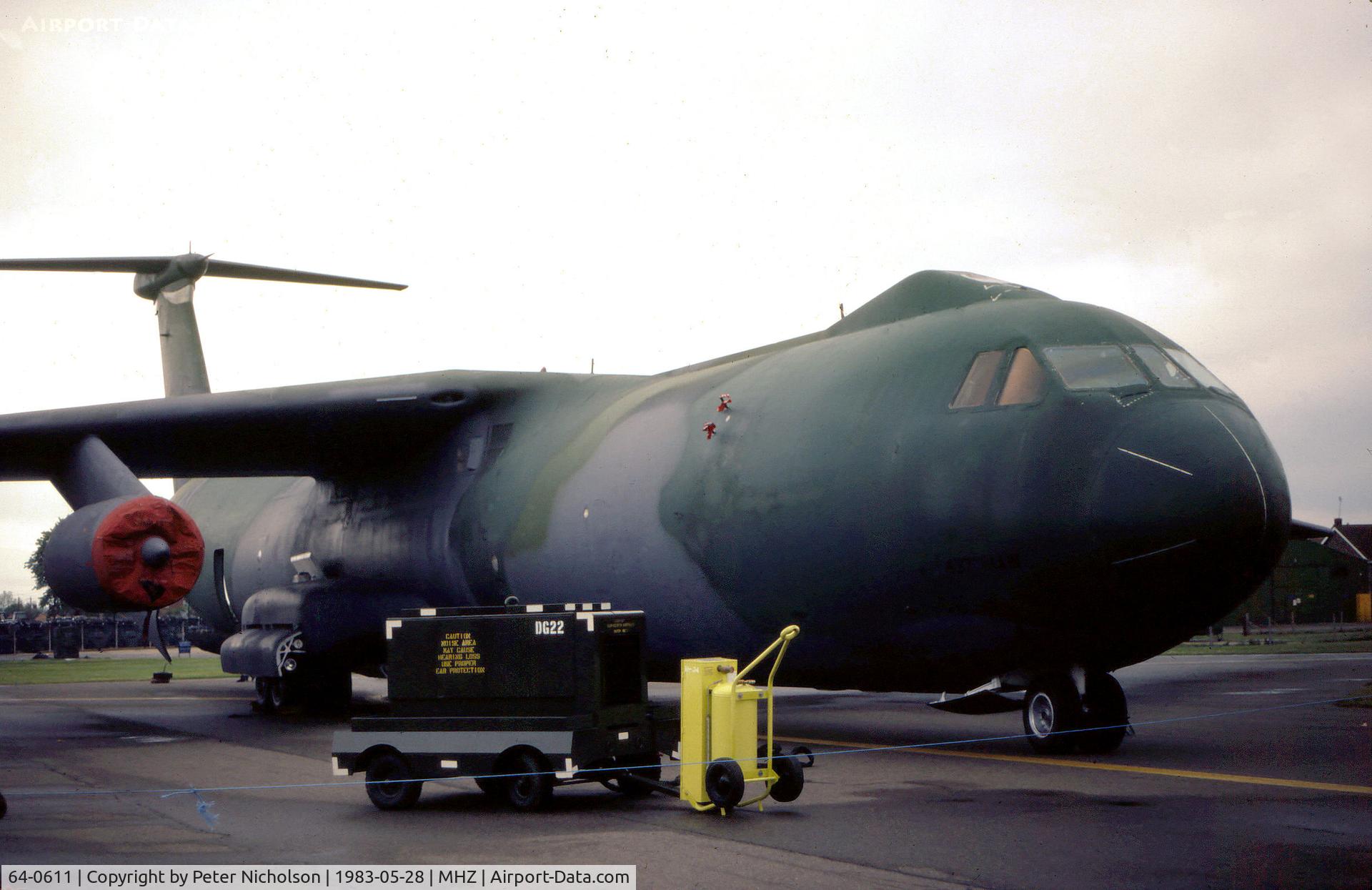 64-0611, 1964 Lockheed C-141B Starlifter C/N 300-6024, C-141B Starlifter of 437th Military Airlift Wing at Charleston AFB on display at the 1983 RAF Mildenhall Air Fete.
