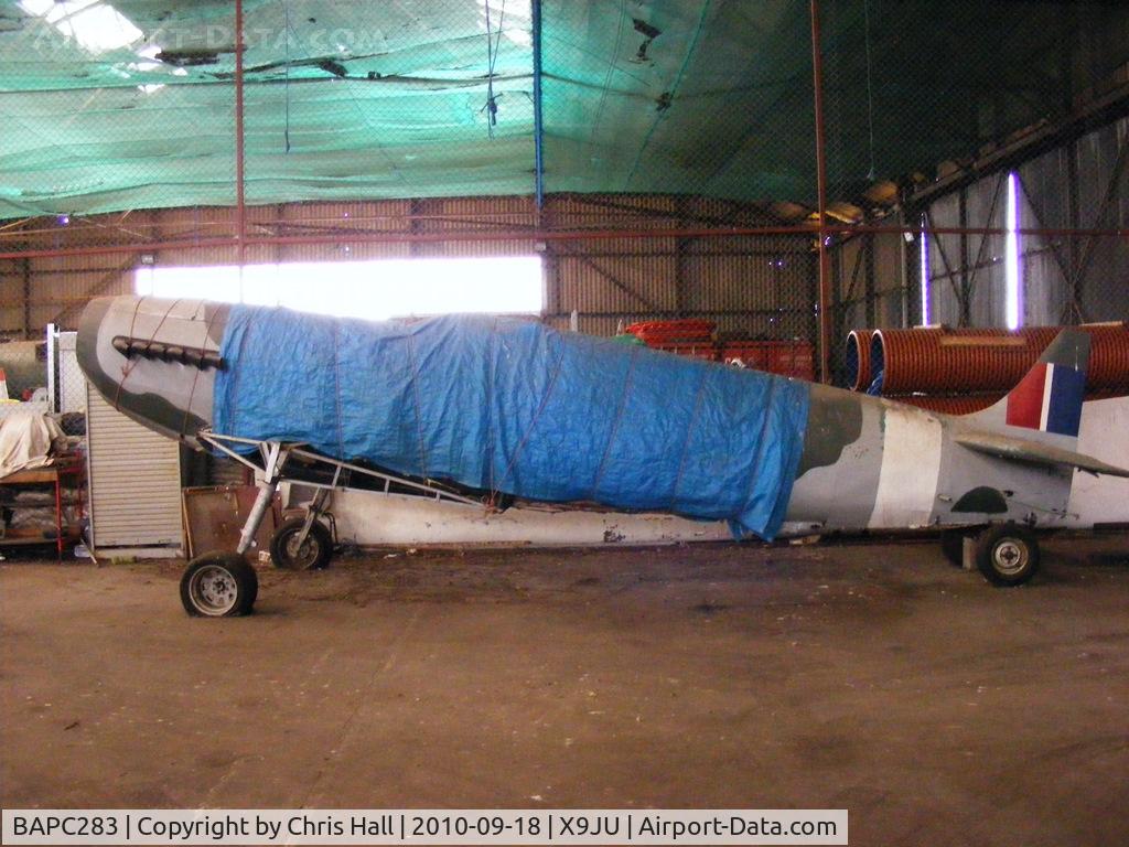 BAPC283, Supermarine Spitfire Replica C/N BAPC.283, Full size model of Vickers Supermarine Spitfire in storage at Jurby Airfield, IOM.